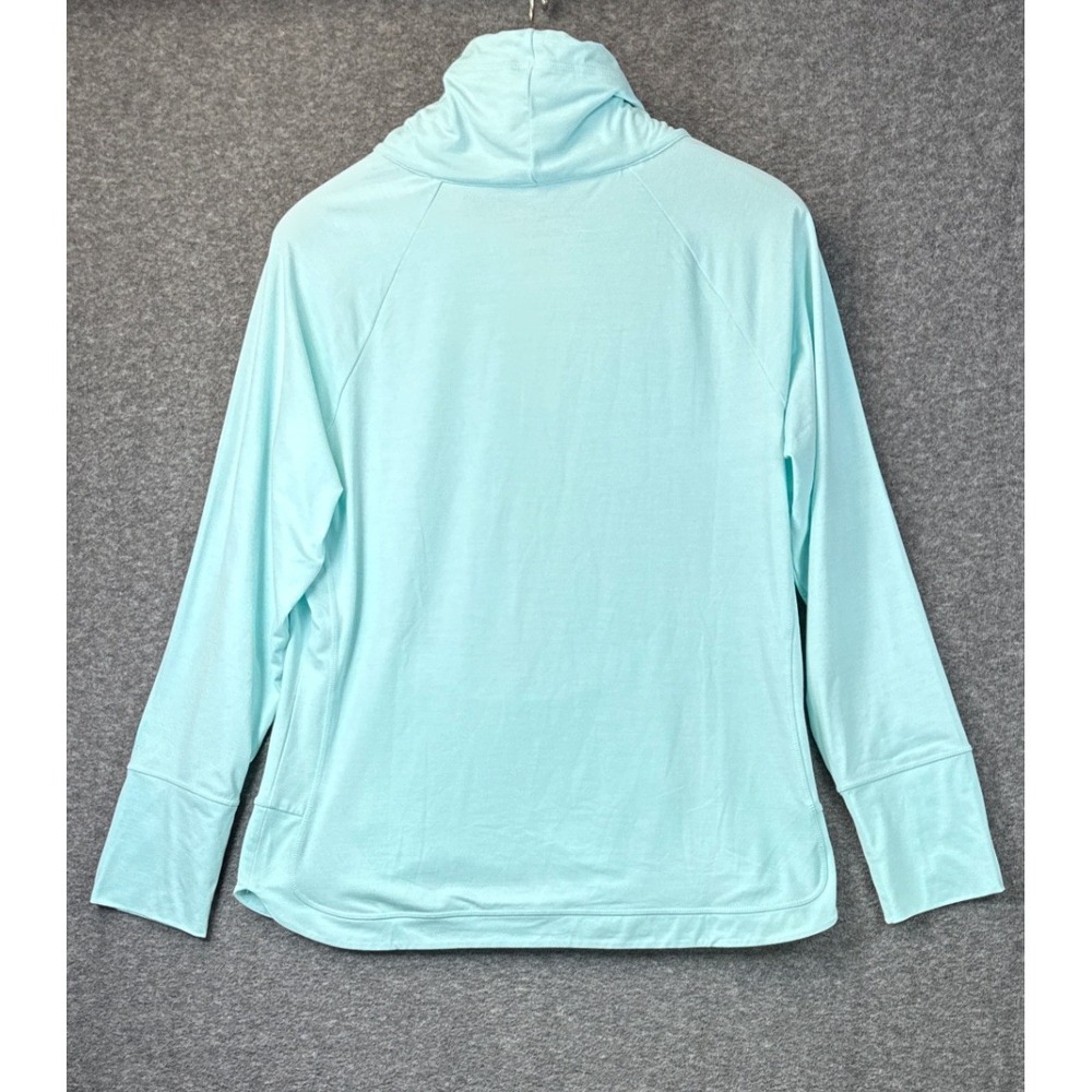 Tommy Bahama IslandZone Pullover‎ Women M Aqua Funnel Neck Zip Pockets Coastal - Picture 4 of 8